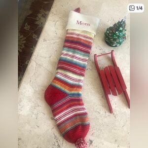 Pottery Barn Multicolor Striped Christmas Stocking